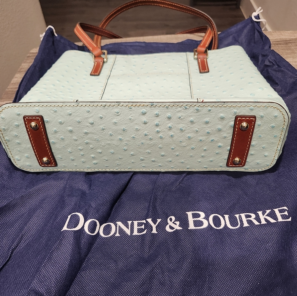 Dooney & Bourke womans Blue Ostrich Embossed Leather shoulder handbag - Picture 3 of 4